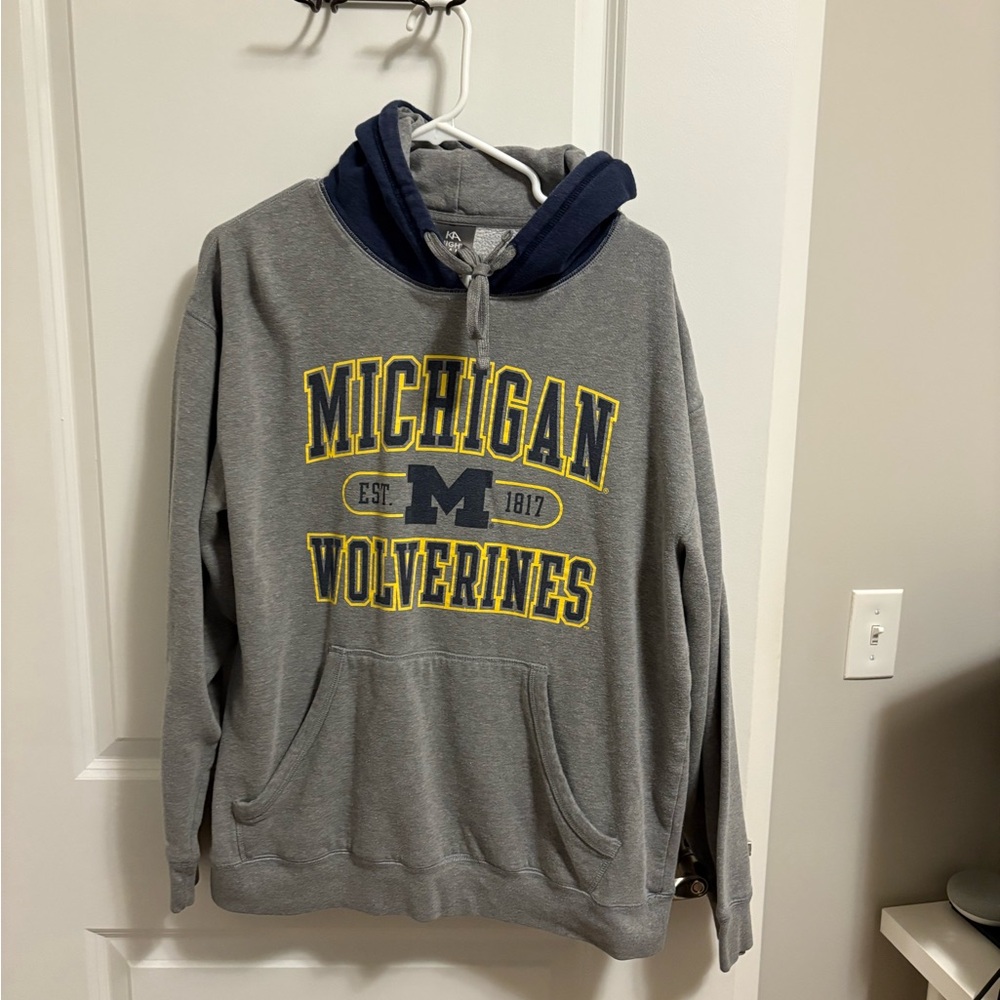 Gray Michigan Wolverines Vintage Hoodie